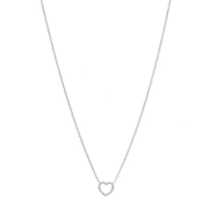 Tiffany 18K White Gold Diamond Metro Heart Pendant Necklace 1 of 5