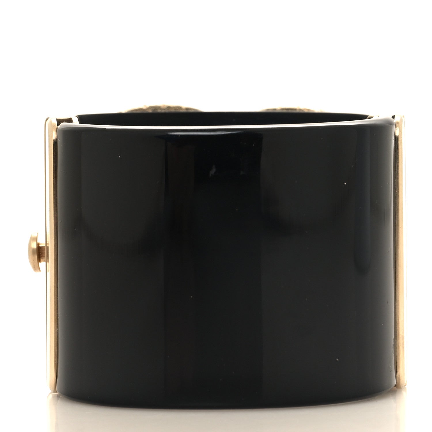 Chanel Resin Baguette Crystal CC Cuff Black 3 of 5