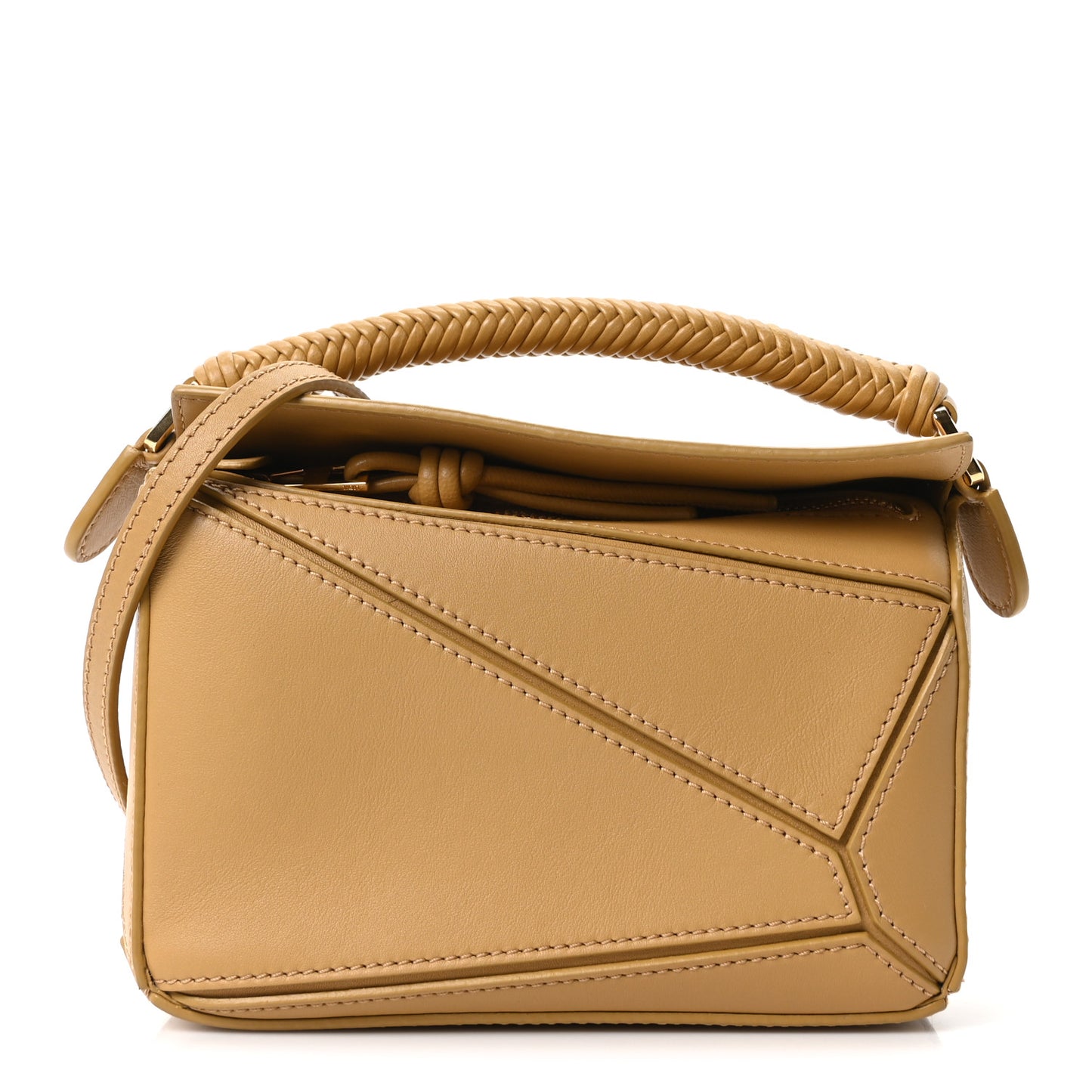 Calfskin Mini Woven Puzzle Bag Sahara