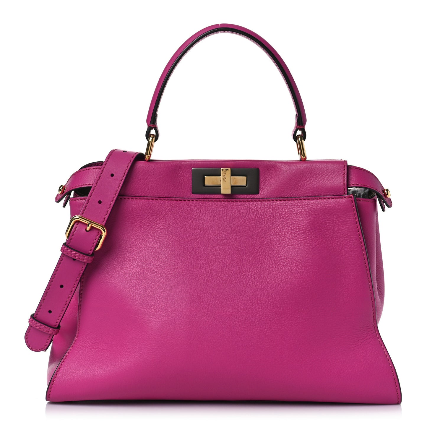 Vitello Seta Medium Peekaboo Iconic Satchel Magenta
