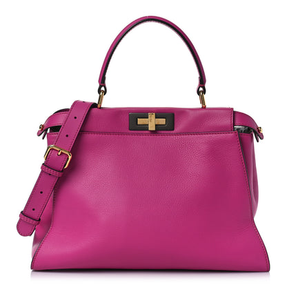 Fendi Vitello Seta Medium Peekaboo Iconic Satchel Magenta 1 of 8
