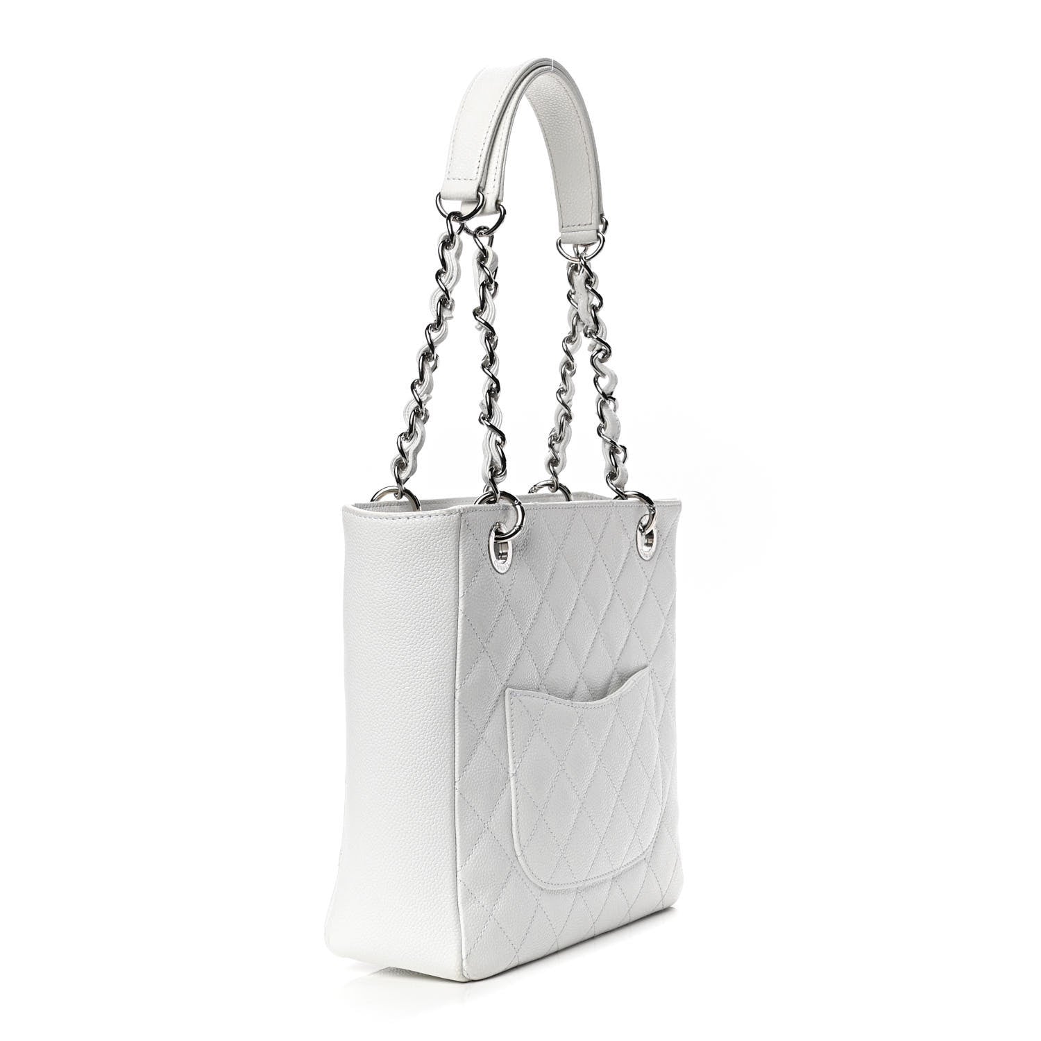 Chanel Caviar Quilted Petit Shopping Tote PST White 2 of 6