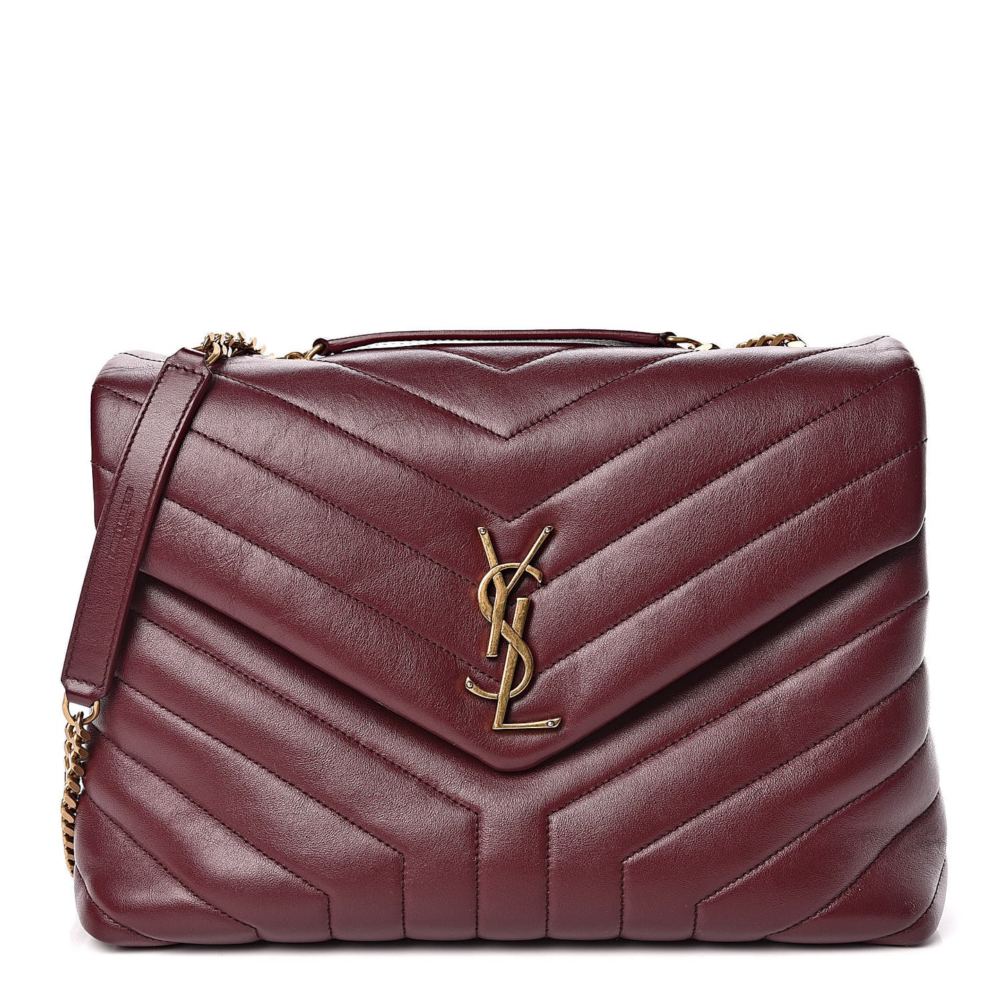 Calfskin Y Quilted Monogram Medium Loulou Chain Satchel Palissandre