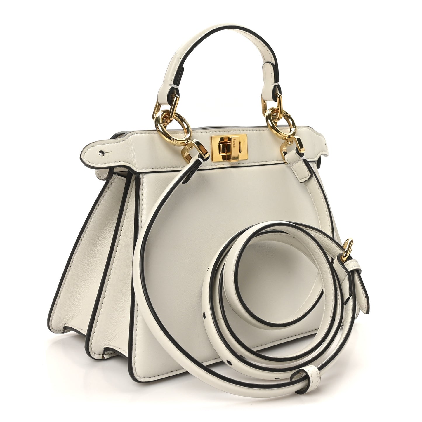 Shiny Nappa Petite Peekaboo I SEE U Satchel White
