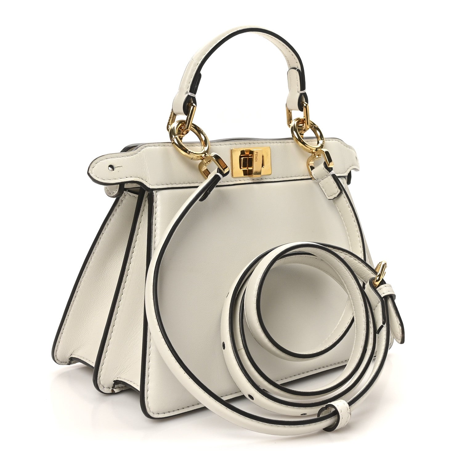 Fendi Shiny Nappa Petite Peekaboo I SEE U Satchel White 3 of 11