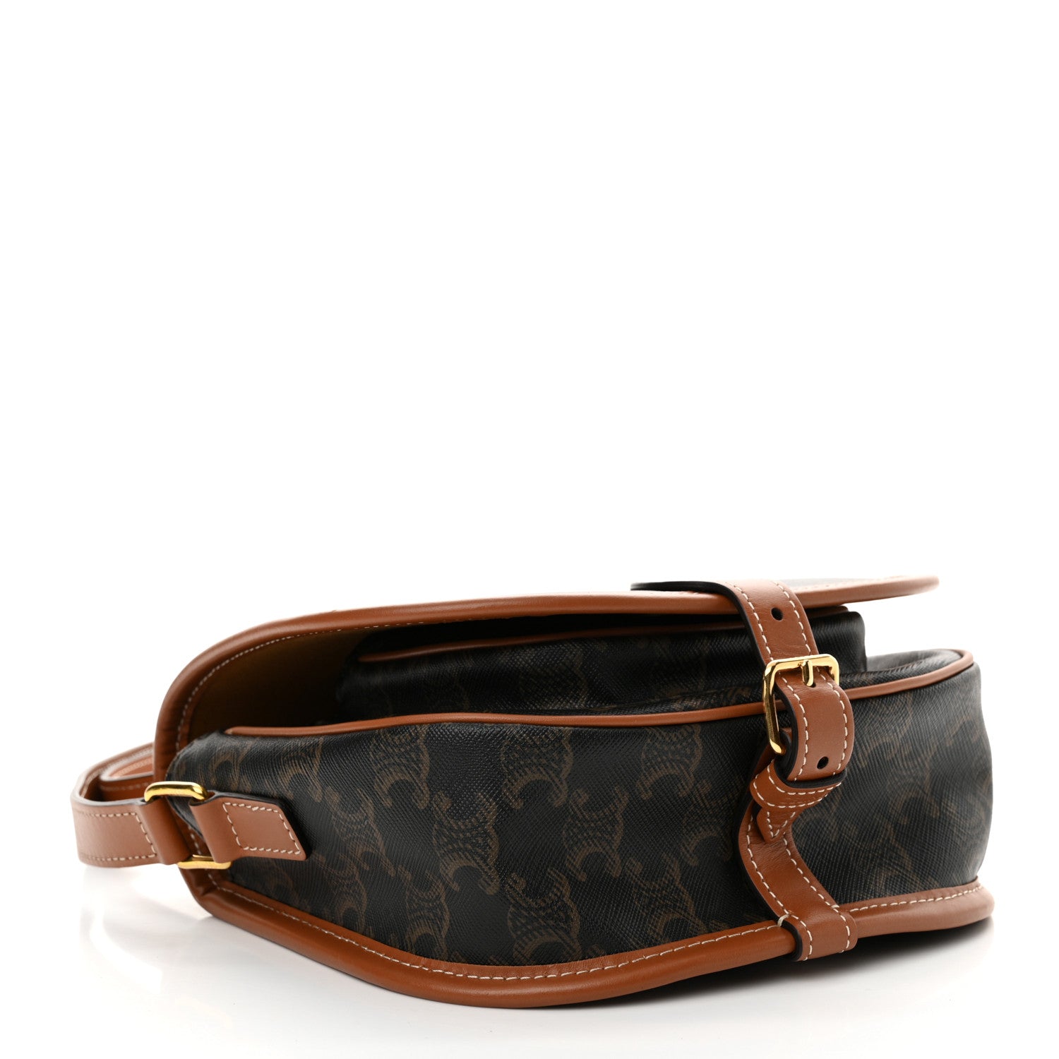 Celine Triomphe Canvas Medium Folco Bag Tan 4 of 10