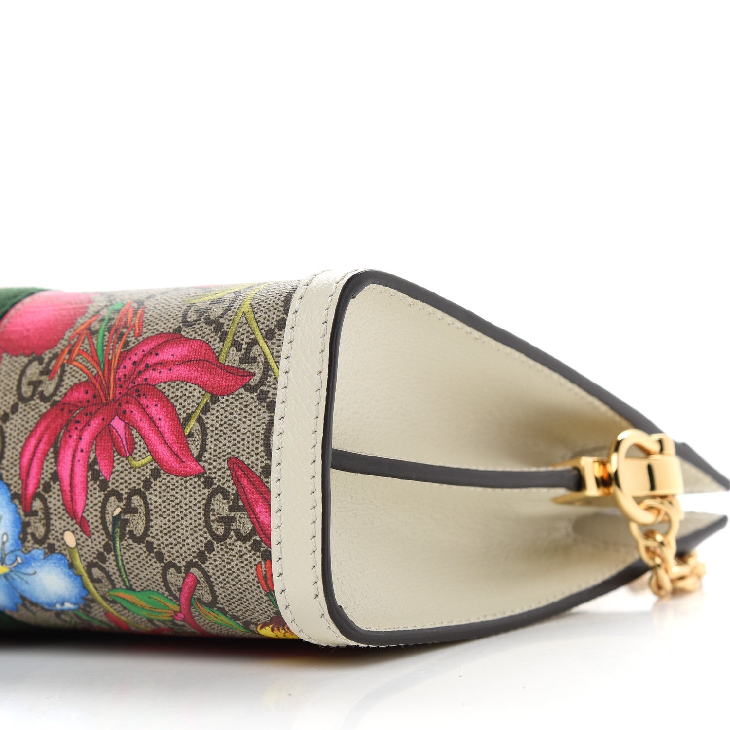 Gucci GG Supreme Monogram Flora Web Small Ophidia Chain Shoulder Bag White 9 of 9