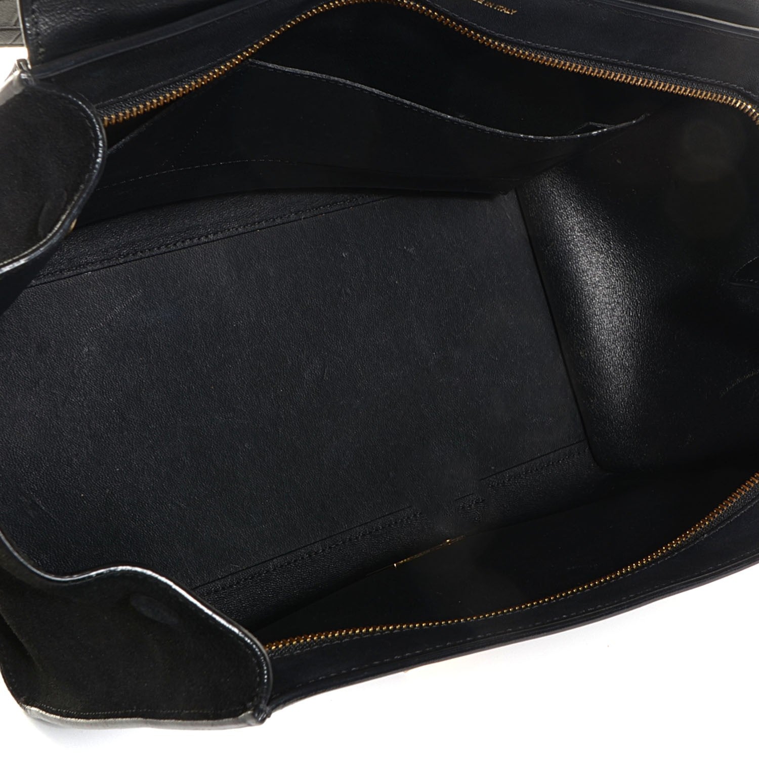 Celine Calfskin Crocodile Embossed Medium Trapeze Black 5 of 9