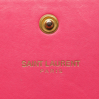 Saint Laurent Patent Grain de Poudre Classic Large Letters Flap Wallet Bubblegum 6 of 6