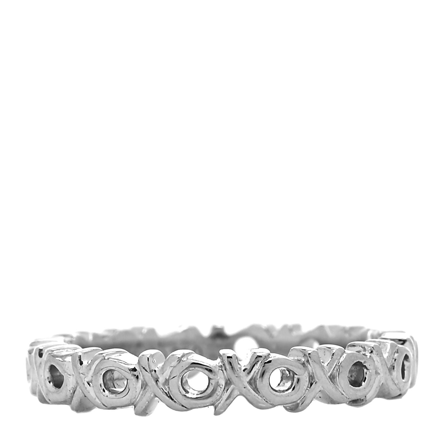 Tiffany 18K White Gold Diamond Love and Kisses Band Ring 48 4.5 3 of 4