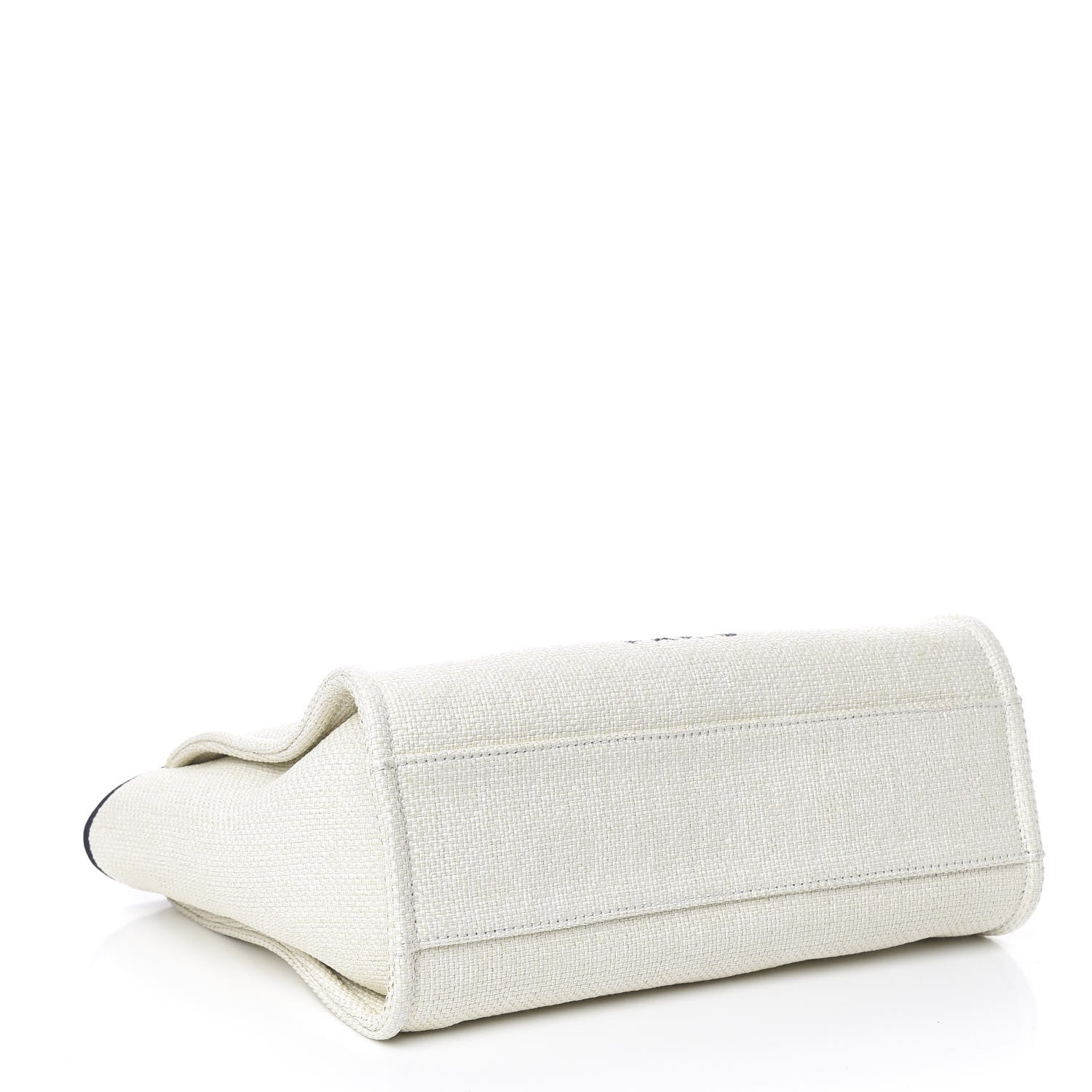 Chanel Woven Straw Raffia Small Deauville Tote White Navy 4 of 10