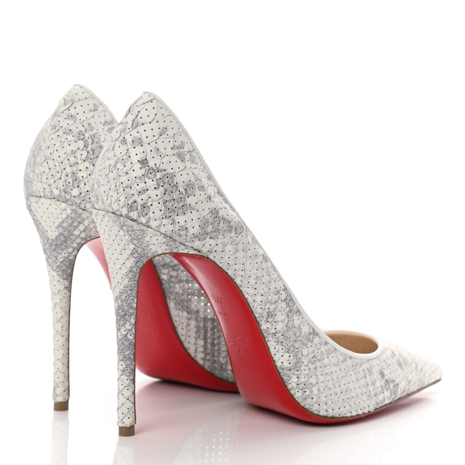 Christian Louboutin Perforated Python Kate 100 Pumps 39.5 Roccia White 4 of 11