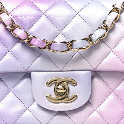 Chanel Lambskin Quilted Tie Dye Ombre Mini Rectangular Flap Purple Blue Pink 8 of 11
