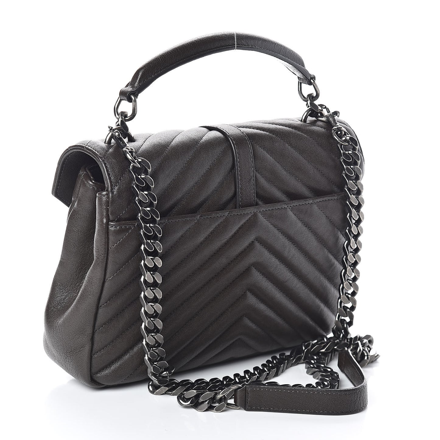 Calfskin Matelasse Chevron Monogram Medium College Bag Faggio