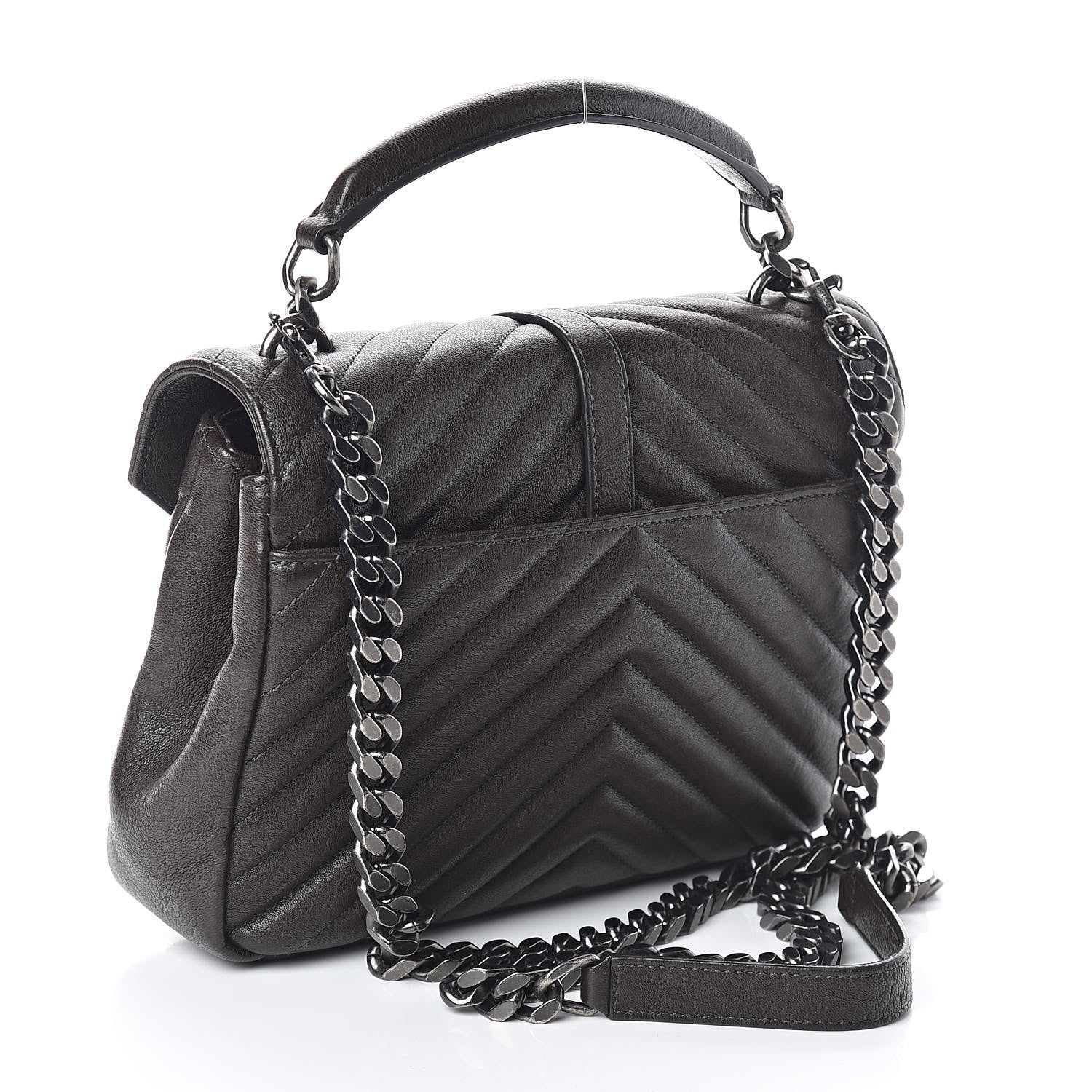 Saint Laurent Calfskin Matelasse Chevron Monogram Medium College Bag Faggio 3 of 9