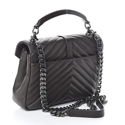 Saint Laurent Calfskin Matelasse Chevron Monogram Medium College Bag Faggio 3 of 9