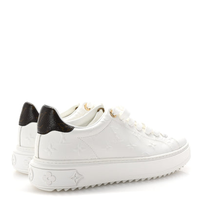 Louis Vuitton Lambskin Embossed Monogram Time Out Sneakers 38 White 5 of 10