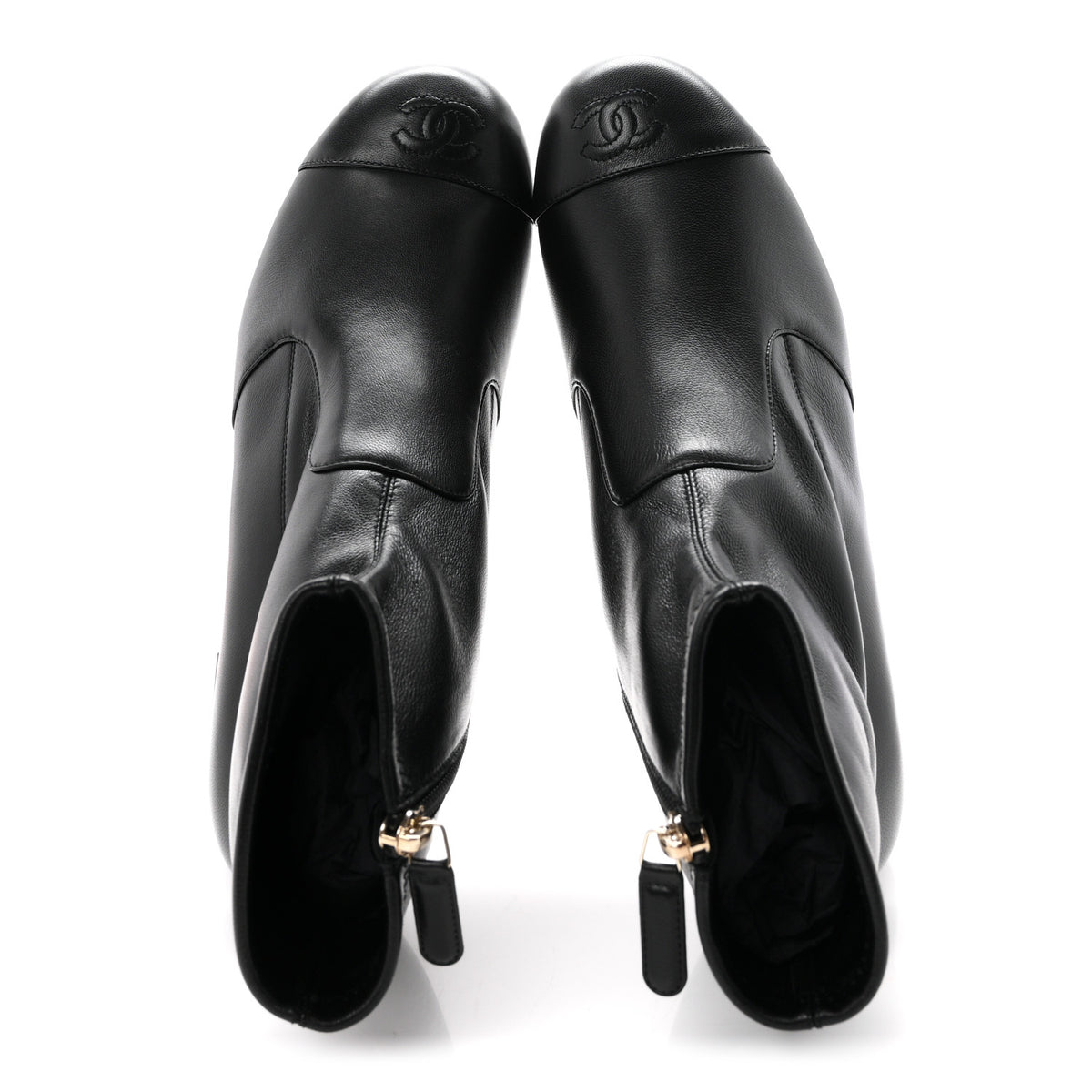 Chanel Stretch Lambskin Cap Toe CC Uniform Short Boots 40.5 Black 2 of 9