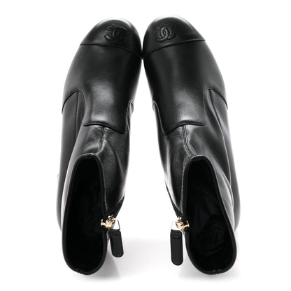 Chanel Stretch Lambskin Cap Toe CC Uniform Short Boots 40.5 Black 2 of 9