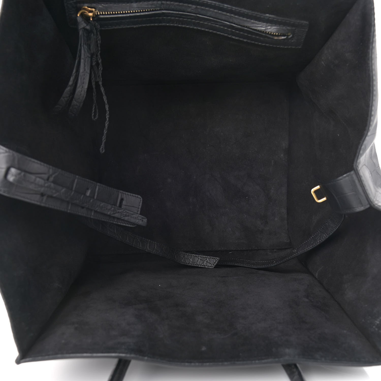 Celine Calfskin Crocodile Embossed Medium Phantom Luggage Black 5 of 12