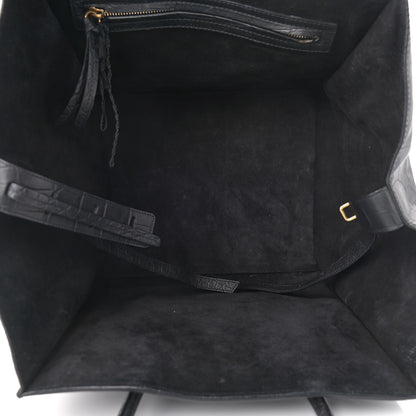 Celine Calfskin Crocodile Embossed Medium Phantom Luggage Black 5 of 12