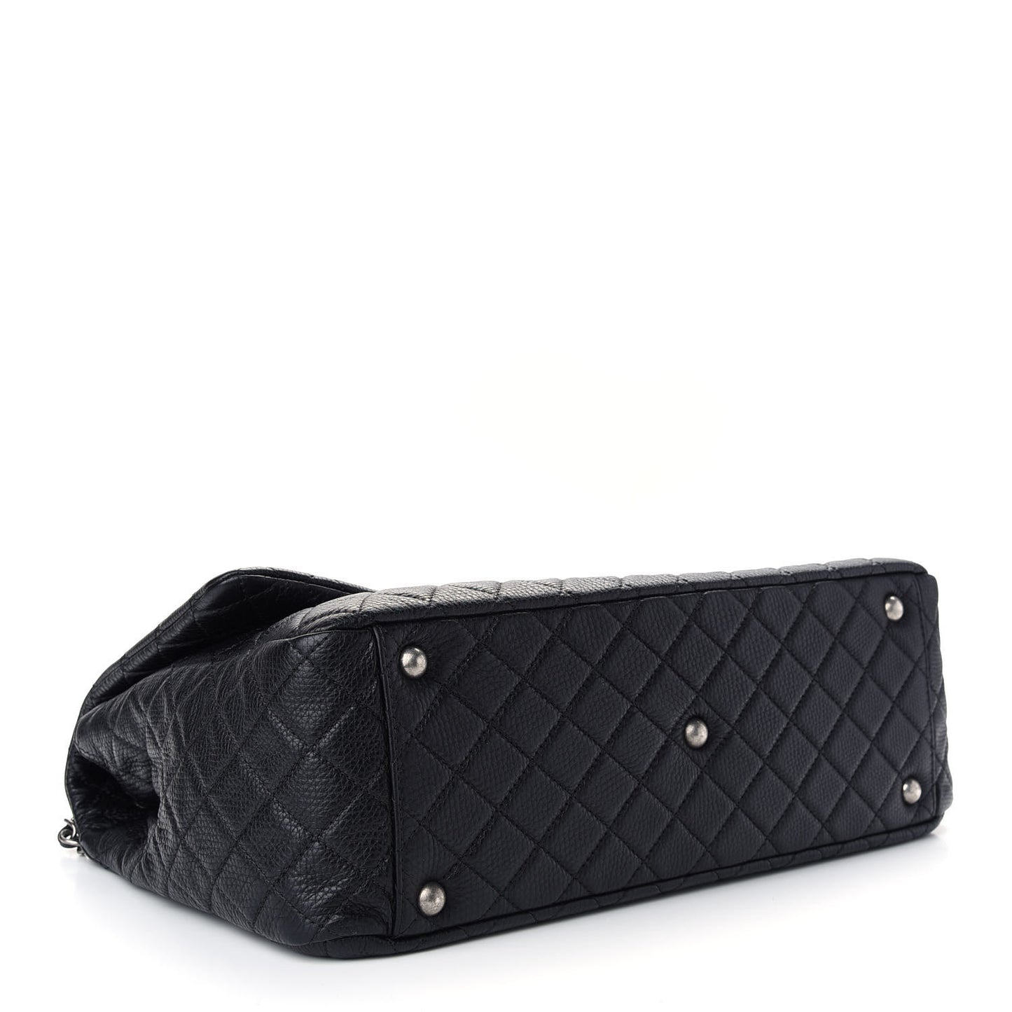Calfskin Quilted XXL Travel Flap Bag Black