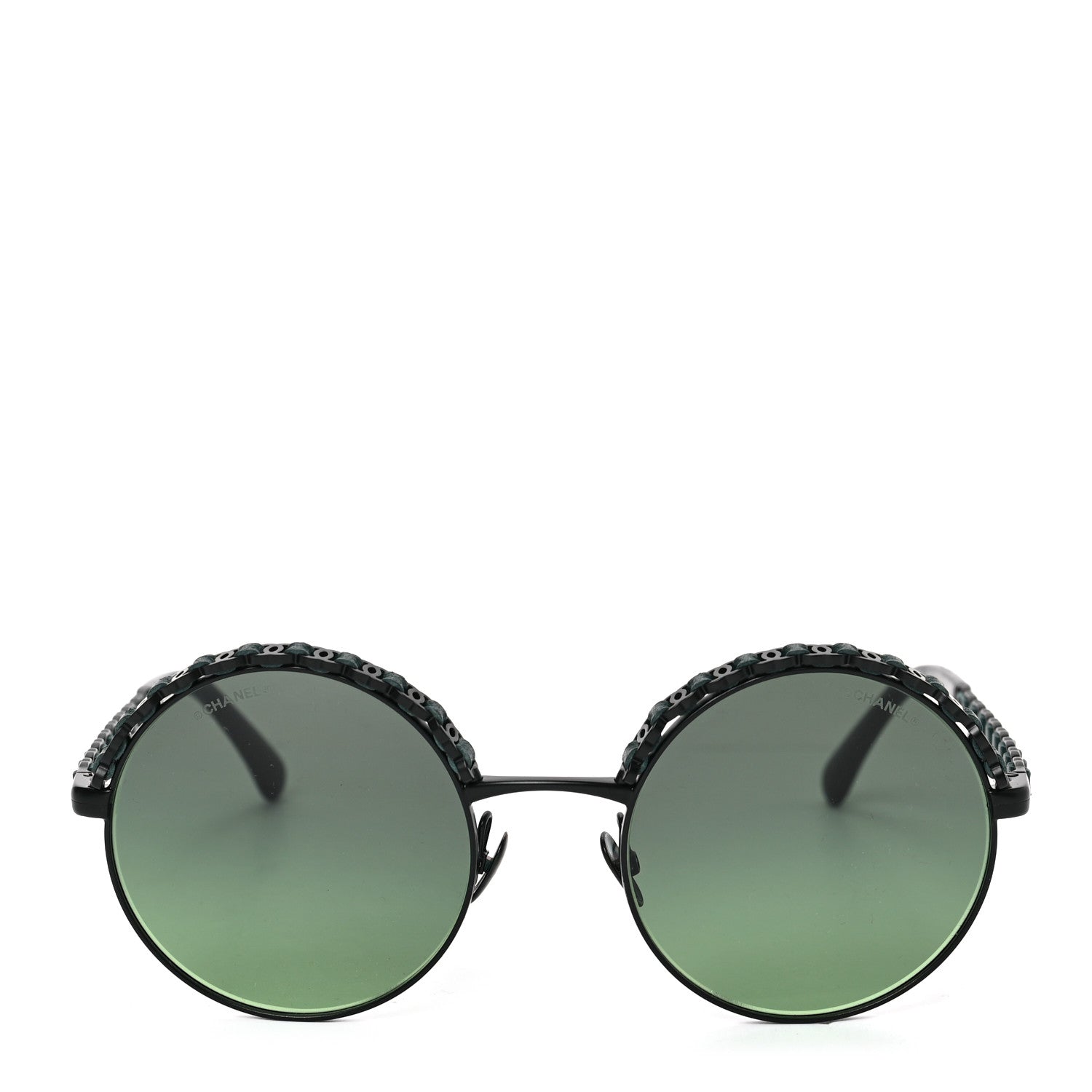 Chanel Metal Calfskin Round Chain Sunglasses 4265-Q Black 2 of 7