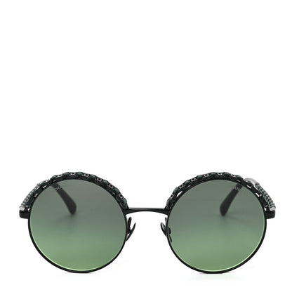 Chanel Metal Calfskin Round Chain Sunglasses 4265-Q Black 2 of 7