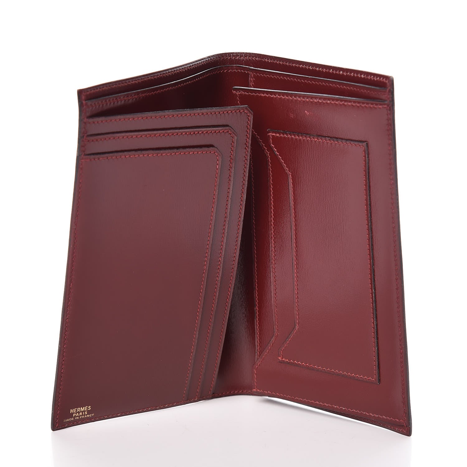 Hermes Box Checkbook Holder Wallet Rouge H 5 of 7