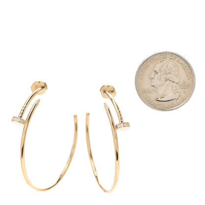 Cartier 18K Yellow Gold Diamond Juste Un Clou Hoop Earrings 2 of 6