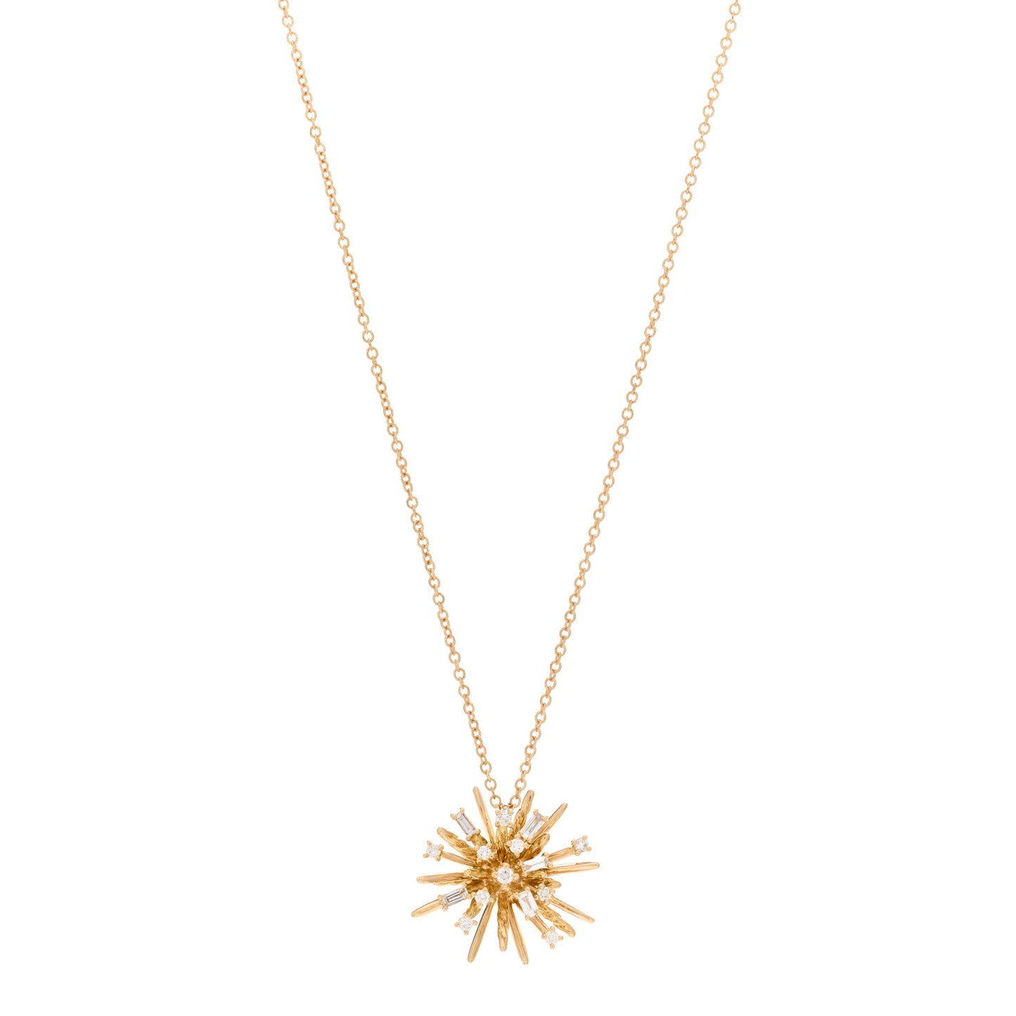 18K Yellow Gold Diamond Small Supernova Pendant Necklace