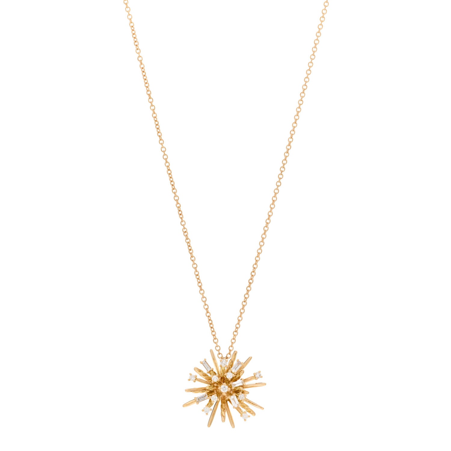 David Yurman 18K Yellow Gold Diamond Small Supernova Pendant Necklace 1 of 5