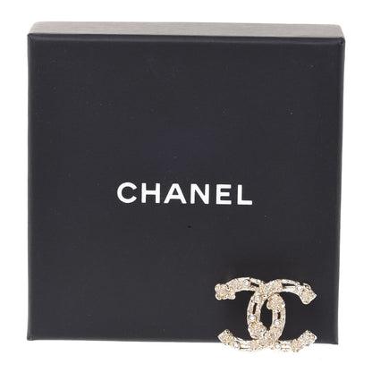 Chanel Metal Crystal Camellia CC Brooch Light Gold 5 of 5