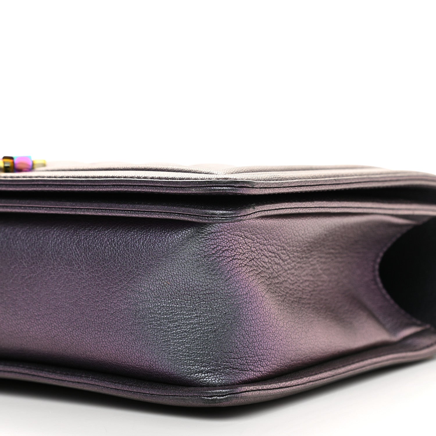 Chanel Iridescent Goatskin Quilted New Medium Boy Flap Purple 10 of 10
