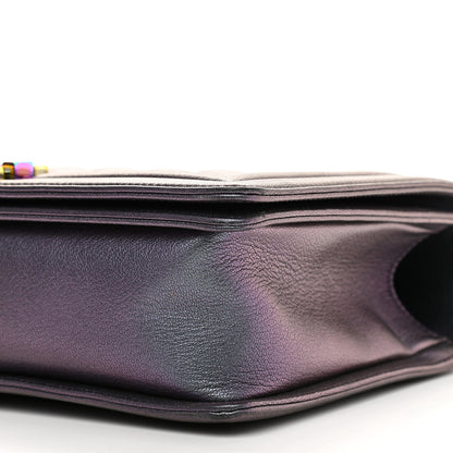 Chanel Iridescent Goatskin Quilted New Medium Boy Flap Purple 10 of 10