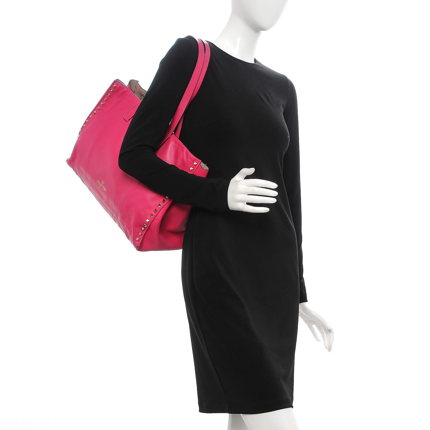 Nappa Medium Rockstud Soft Tote Pop Fuxia