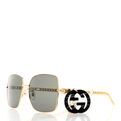 Gucci Square Frame Oversized Sunglasses GG0724S Gold 1 of 9