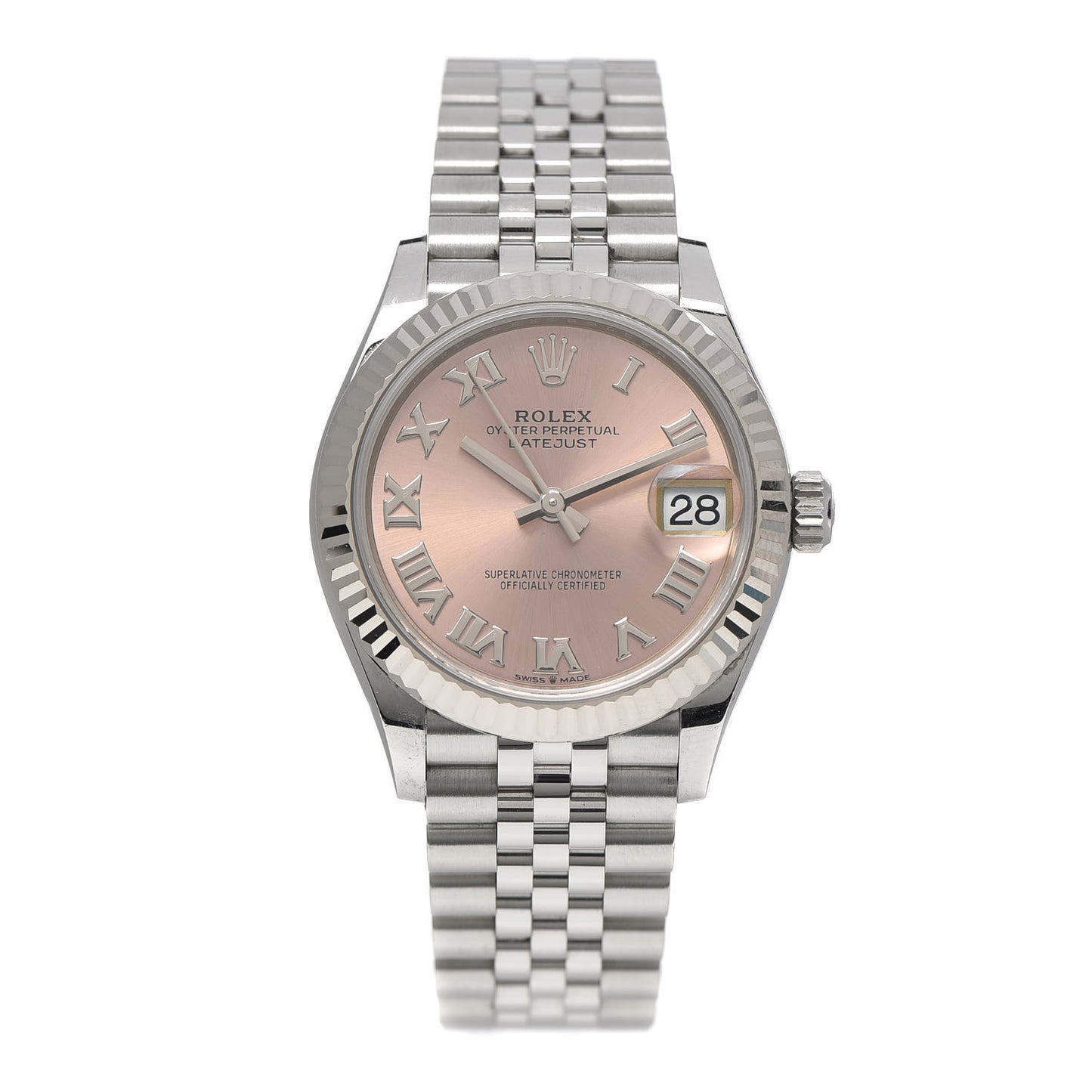 Stainless Steel 18K White Gold 31mm Oyster Perpetual Datejust Watch Pink Roman 278274