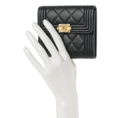 Chanel Caviar Quilted Compact Boy Wallet Black 2 of 9