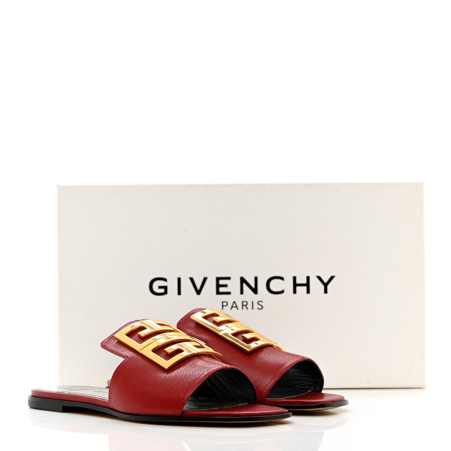 Givenchy Grained Calfskin 4G Flat Sandals 35 Red Cherry 13 of 13