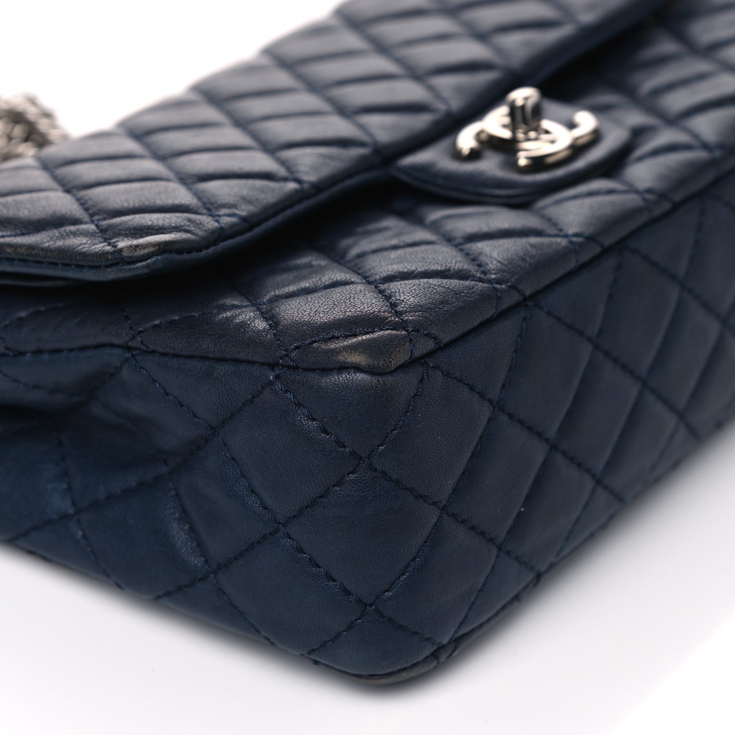 Chanel Lambskin Quilted Medium Double Flap Bijoux Chain Navy 12 of 23