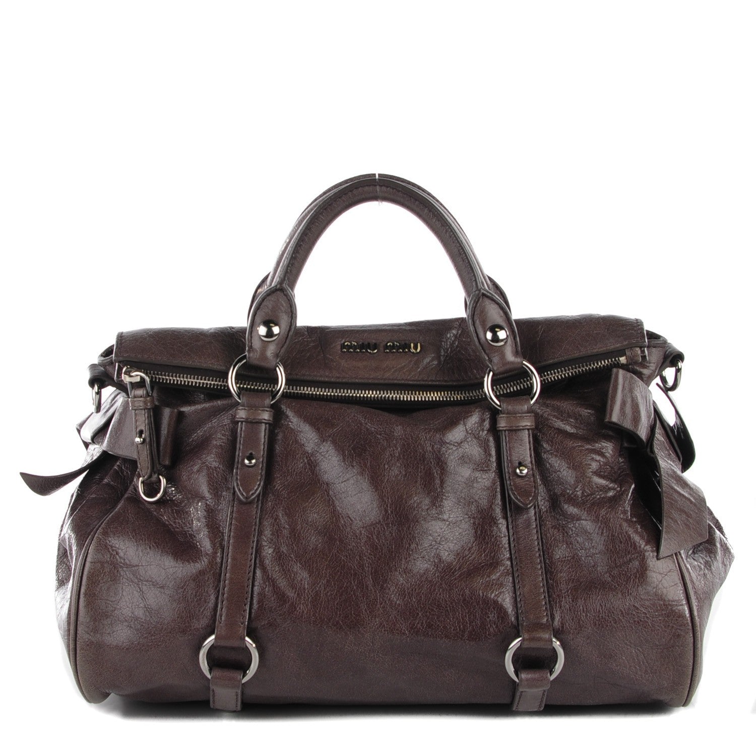 Miu Miu Vitello Lux Medium Bow Bag Fumo 1 of 14