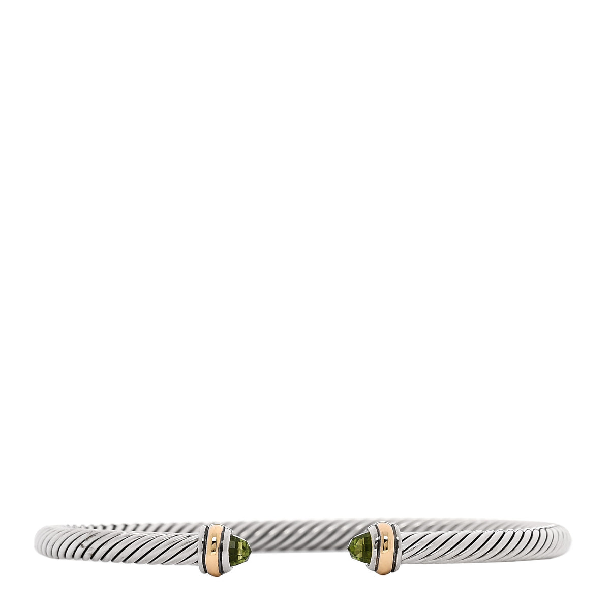 Sterling Silver 18K Yellow Gold Peridot 4mm Cable Classics Bracelet