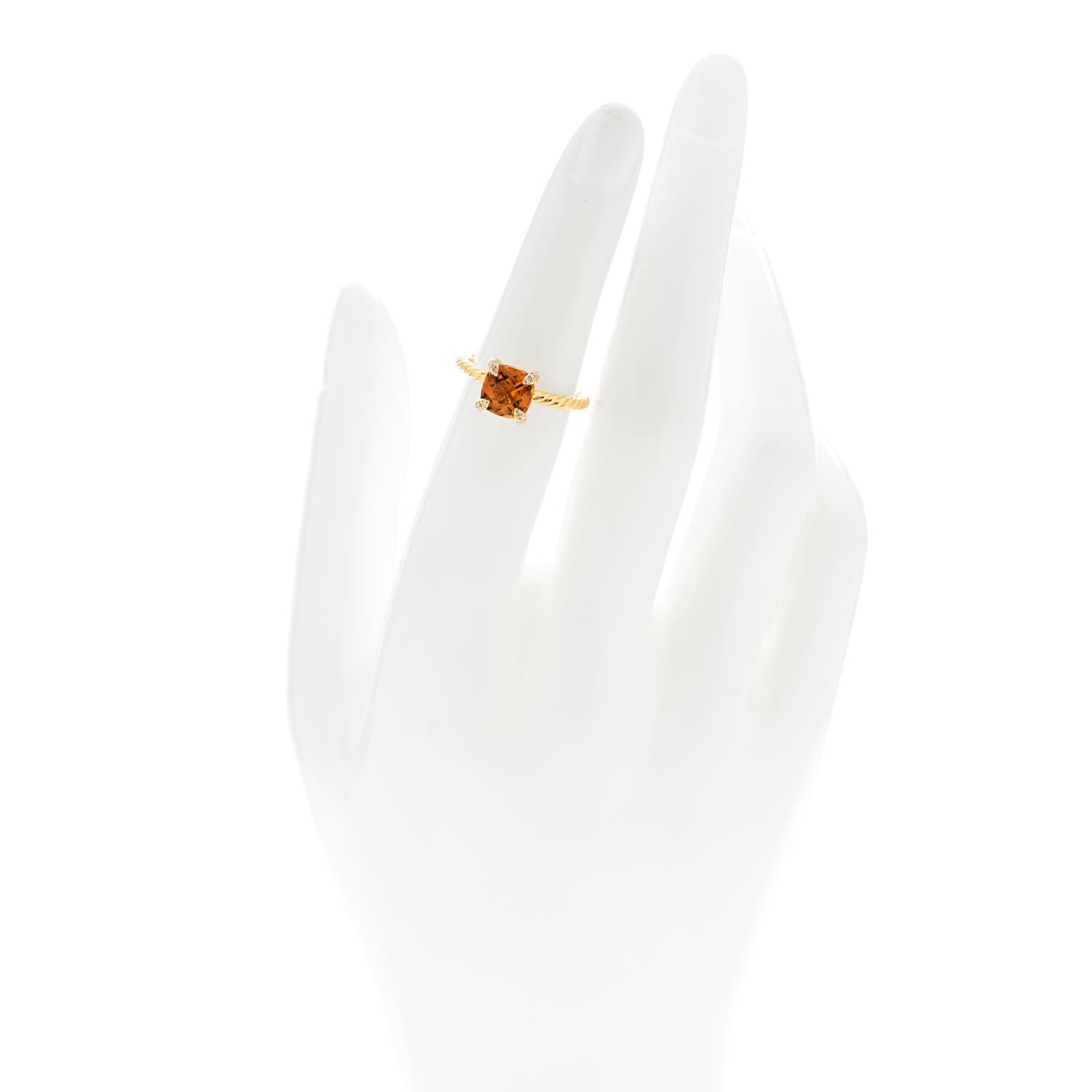 David Yurman 18K Yellow Gold Diamond Citrine 7mm Chatelaine Ring 50 5.5 2 of 5