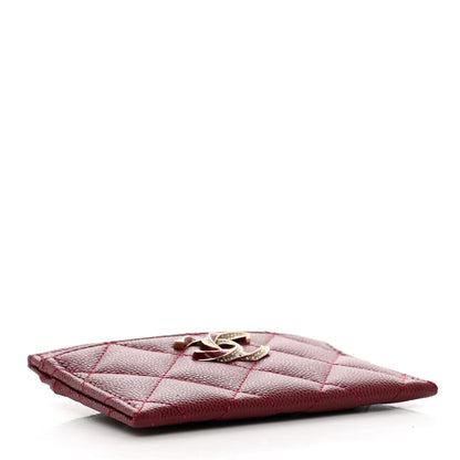 Chanel Caviar Quilted Crystal Enamel CC Card Holder Burgundy 4 of 9