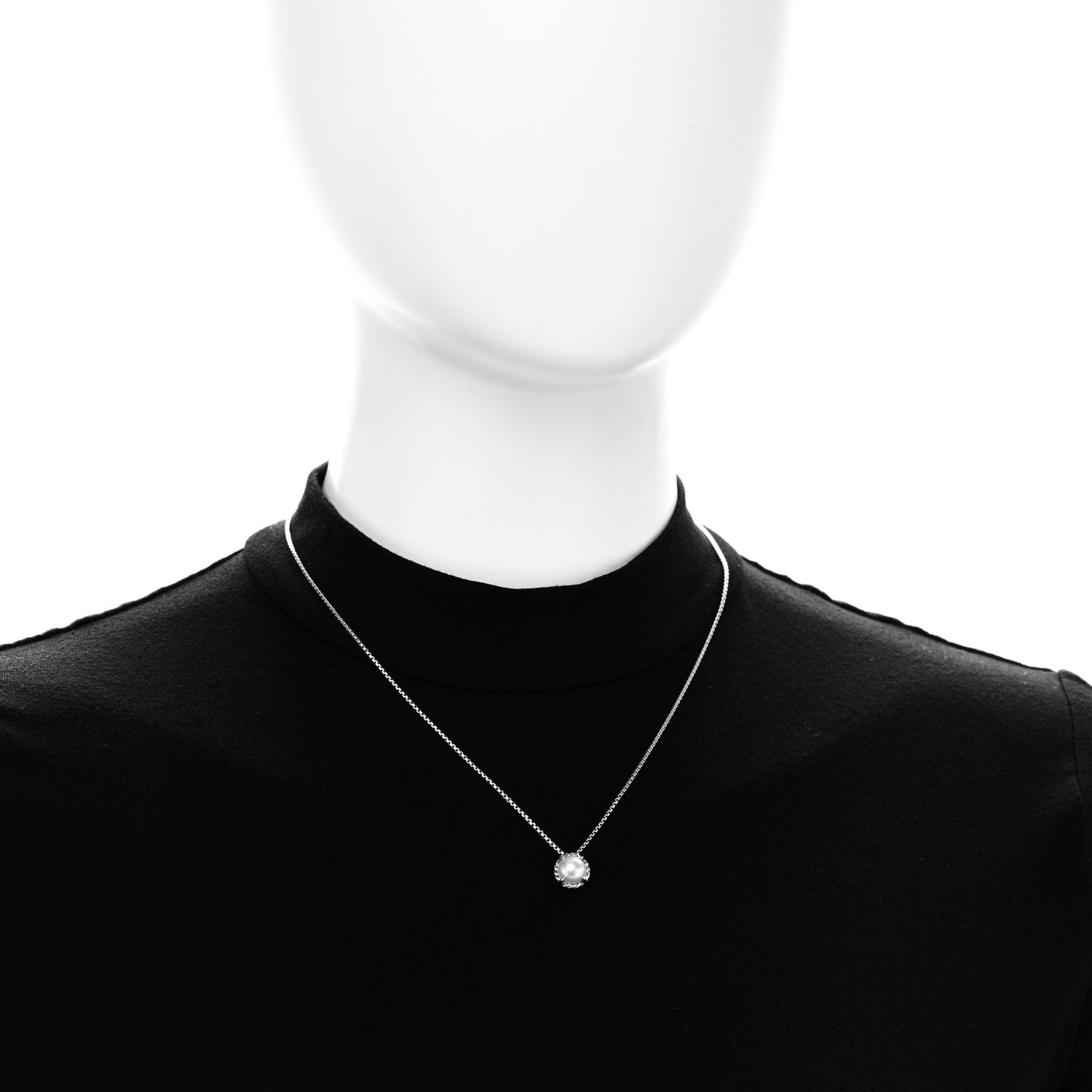 Sterling Silver Cultured Pearl 8mm Petite Chatelaine Pendant Necklace