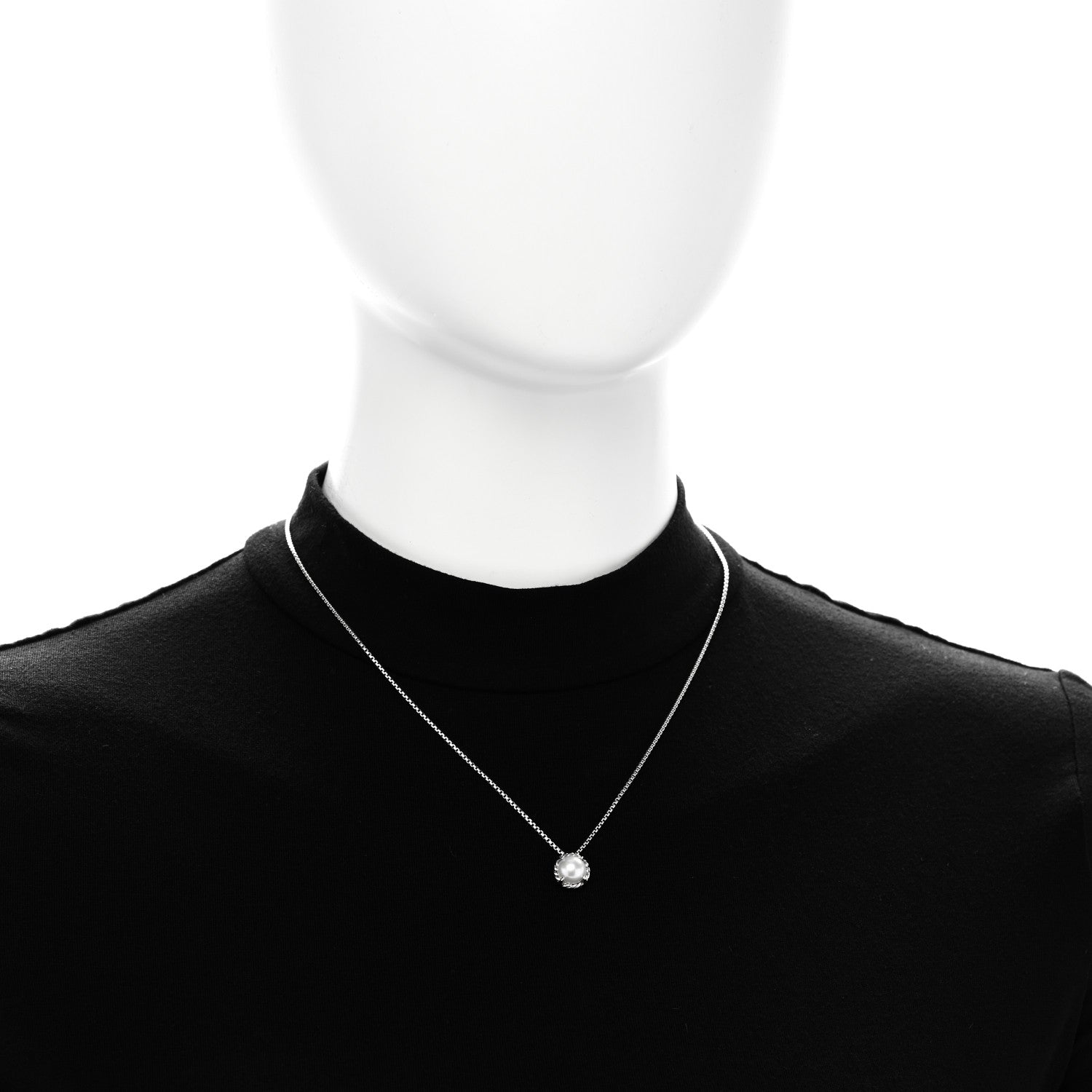 David Yurman Sterling Silver Cultured Pearl 8mm Petite Chatelaine Pendant Necklace 2 of 5