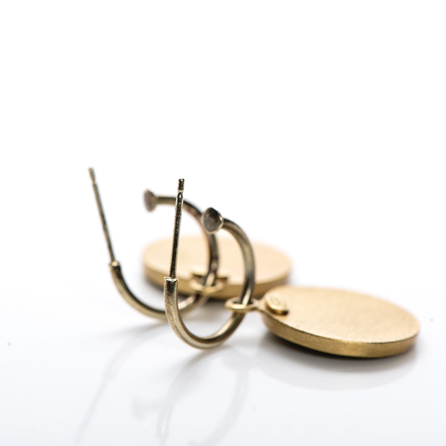 Chanel Metal Enamel CC Round Drop Earrings Gold Black White 3 of 5