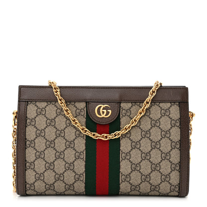Gucci GG Supreme Monogram Web Small Ophidia Chain Shoulder Bag Brown 1 of 10