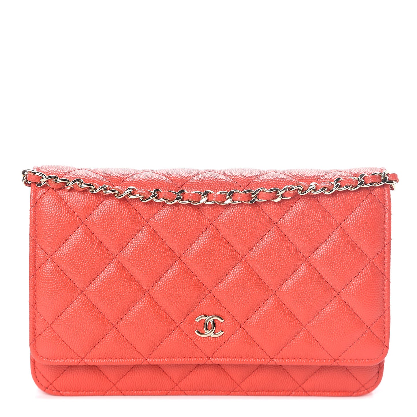 Caviar Quilted Wallet on Chain WOC Red